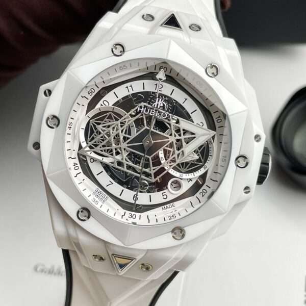 Hublot Big Bang Sang Bleu II Replica Watch White Ceramic Rubber Strap 45mm