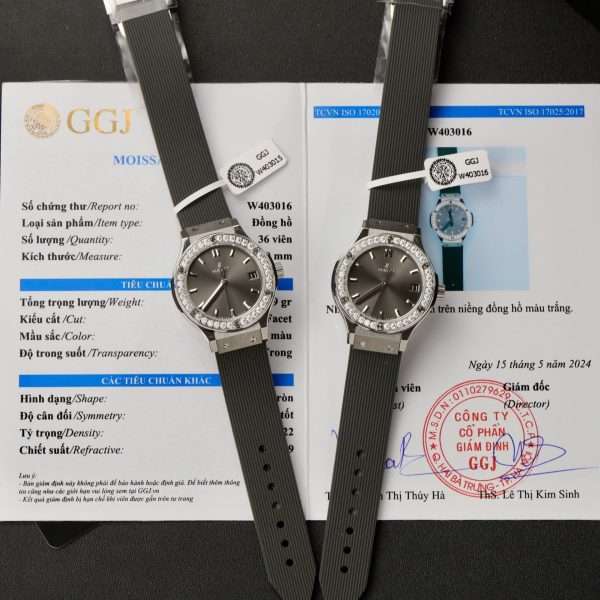 Hublot Classic Fusion Replica Watch Custom Moissanite Diamonds Gray 33mm
