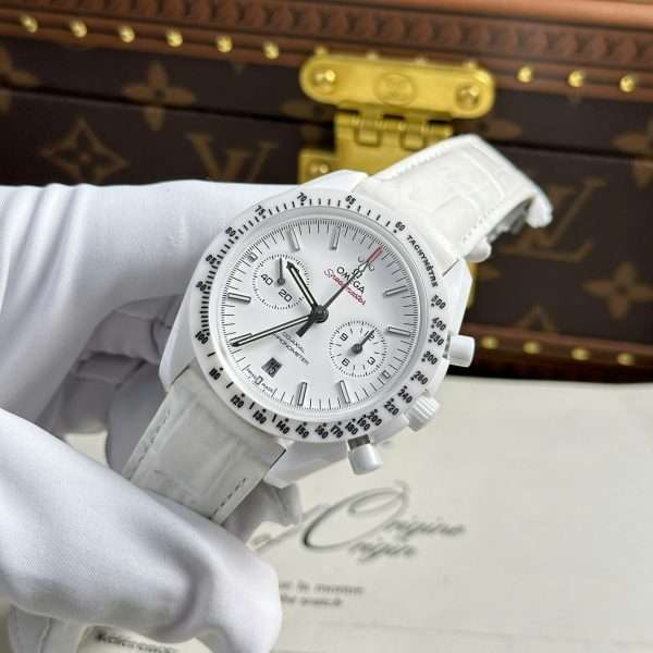 Omega Speedmaster White Side of The Moon White Ceramic Best Replica Watch 44mm