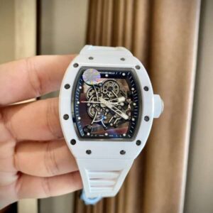 Richard Mille Replica Watch RM055 White Ceramic Rubber Strap ZF Factory 45mm