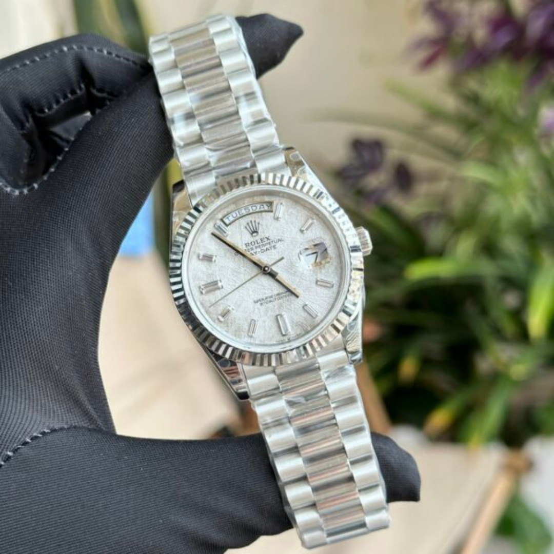 Rolex Day-Date Modified Meteorite Dial Moissanite Markers Replica GM 40mm