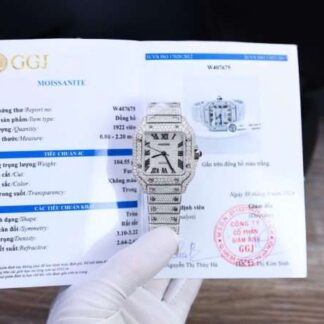 Cartier Santos Custom With Full Diamond Moissanite Hong Kong 35mm