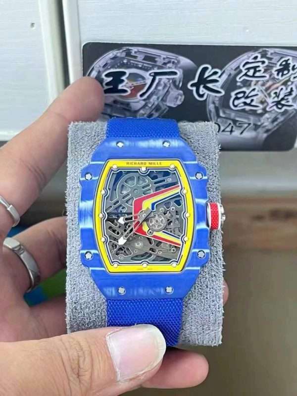 Richard Mille Best Replica Watch RM67-02 Blue Carbon Weight 37 Grams 38.7×47.52mm