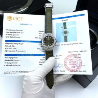 Hublot Classic Fusion Titanium Green Replica Watch Custom Moissanite Diamonds 33mm