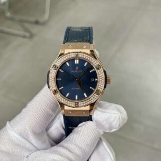 Hublot Classic Fusion Blue With Diamond Bezel Replica Watch HB Factory 38mm