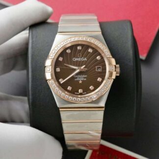 Omega Constellation Co-Axial Fake Watch Brown Dial Metal Strap 38mm