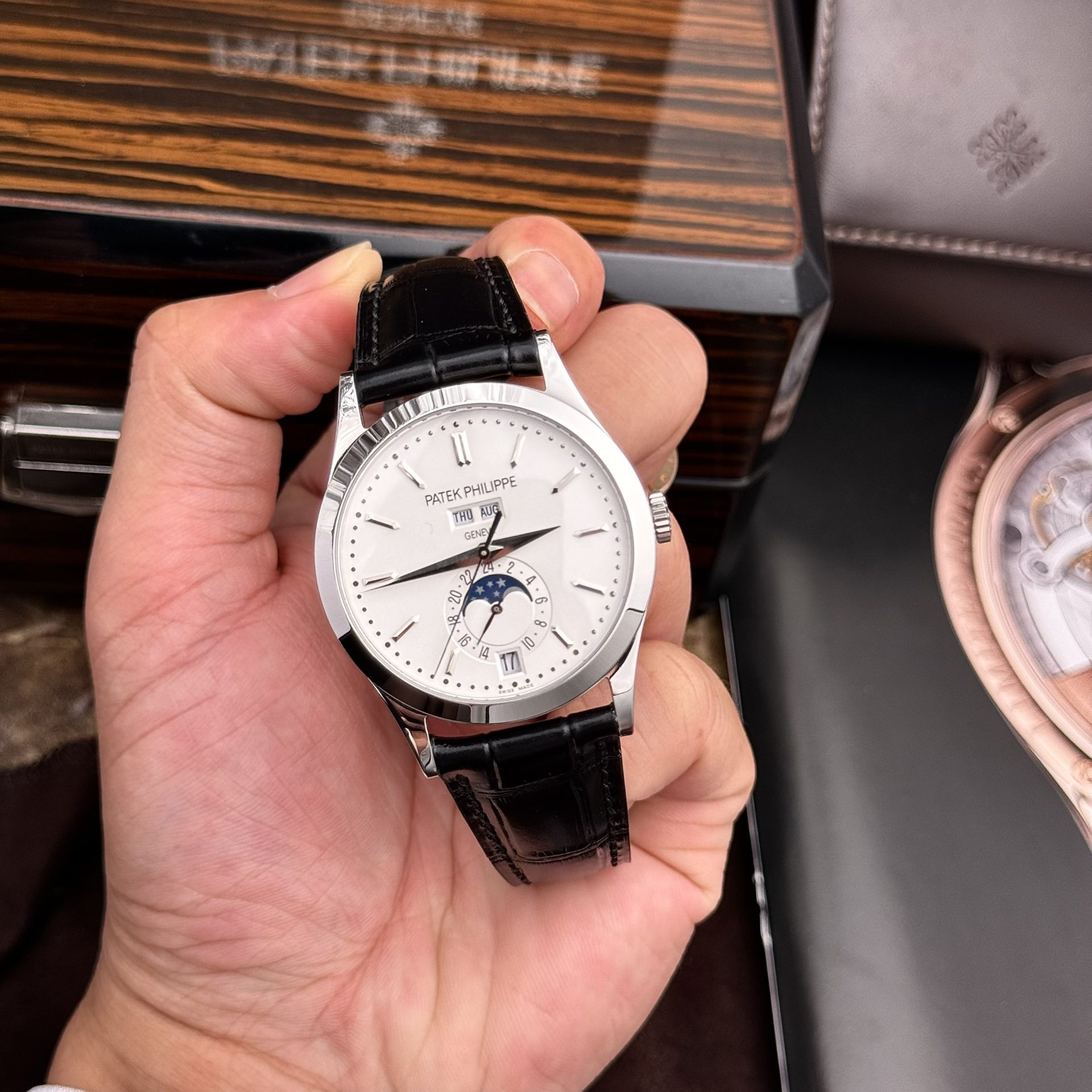 Patek Philippe Complications 5396G White Dial Leather Strap