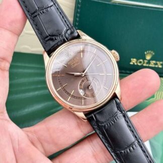 Rolex Cellini 50525 Chocolate Dial Black Leather Strap 1:1 39mm