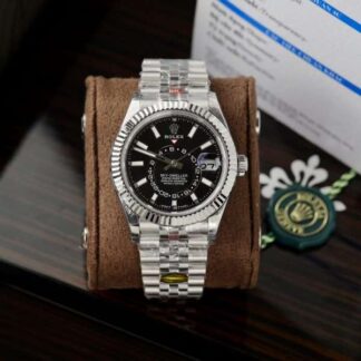 Rolex Sky-Dweller Rep 11 Watch Black Dial Jubilee Strap Highest Quality 42mm