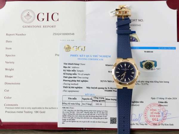 Vacheron Constantin Overseas 4500V Watch Blue Real Gold Cover Replica 11 Luxury 41mm