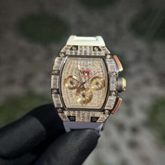 Richard Mille Replica 1:1 Watch RM011 With Full Diamond Rubber Strap 44mm